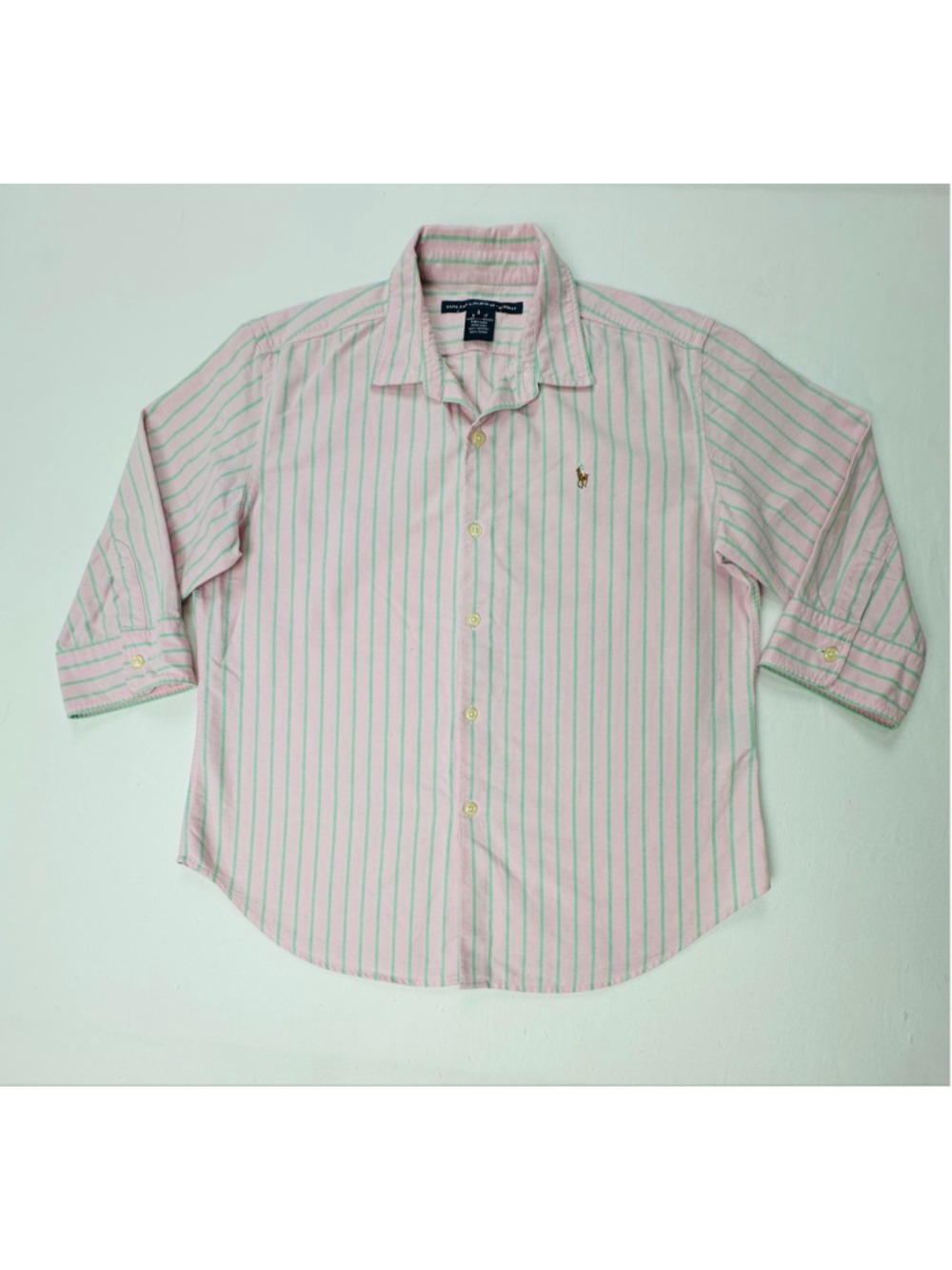 Vintage Ralph Lauren Sport Women’s Pink Green Stripe Oxford Shirt Hong Kong Slim - Picture 2 of 12